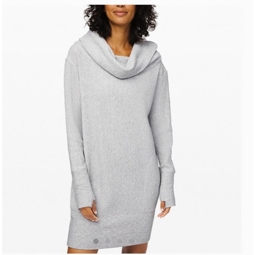 Lululemon Along the Way Cozy Dress Grey Mock‎ Neck Knit XS